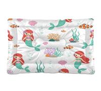 Waassud Cute Mermaid Thick Dog Bed Mat Non-Slip Chew-Resistant Pet Bed for Dogs Cats Soft Washable Kennel Crate Pad for Floor Sofa Car 36" x 24"