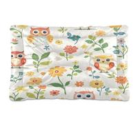 Waassud Cute Owls Thick Dog Bed Mat Non-Slip Chew-Resistant Pet Bed for Dogs Cats Soft Washable Kennel Crate Pad for Floor Sofa Car 36" x 24"