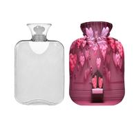 Waassud Cute Romantic Balloon Hot Water Bottle with Soft Cover Hot Water Bag for Pain Relief 2L Water Heating Pad for Neck Shoulder Small