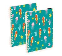 Waassud Cute Seahorse Spiral Notebooks Refillable A5 Ruled 2Pcs