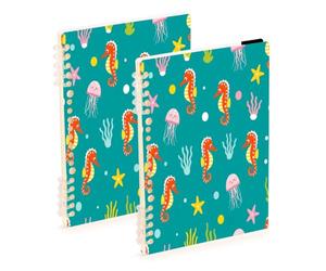 Waassud Cute Seahorse Spiral Notebooks Refillable A5 Ruled 2Pcs