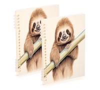 Waassud Cute Sloth on Branch Spiral Notebooks for Work College Detachable Ruled Notebooks Journal Note Book 60 Pages A5 Office Supplies 2 Pack
