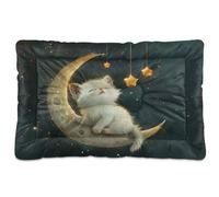 Waassud Cute Whimsical Cat Thick Dog Bed Mat Non-Slip Chew-Resistant Pet Bed for Dogs Cats Soft Washable Kennel Crate Pad for Floor Sofa Car 36" x 24"