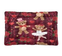 Waassud Dancing Bears Thick Dog Bed Mat Non-Slip Chew-Resistant Pet Bed for Dogs Cats Soft Washable Kennel Crate Pad for Floor Sofa Car 18" x 24"