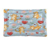 Waassud Dancing Cats Thick Dog Bed Mat Non-Slip Chew-Resistant Pet Bed for Dogs Cats Soft Washable Kennel Crate Pad for Floor Sofa Car 18" x 24"