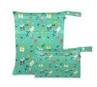 Waassud Decorated Trees Wet Dry Bag Reusable Wet Bags Organizer Diaper Bag Organizing Pouches with 2 Zippered Pockets for Swimsuit Gym Clothes