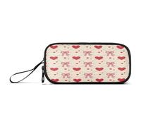 Waassud Diamond Bows Hearts Pencil Case Large Capacity Pen Holder 3 Compartment Stationery Pen Bag Nylon Zipper Pouch for Office Artist