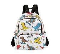 Waassud Dinorsaur Skate Backpack for Women Lightweight Casual Quilted Daypack Fashion Travel Backpack Purse for Work Gym College M