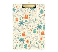 Waassud Dinosaurs Palm Trees Clipboard with Storage Acrylic Writing Board Low Profile Clip Decorative Organizer for Nurses Office Home 12" x 9"
