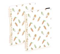 Waassud Doodle Carrots Spiral Notebooks Refillable A5 Ruled 2Pcs