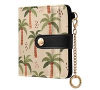 Waassud Doodle Palm Trees Wallet Women RFID Blocking PU Leather Card Holder
