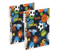Waassud Doodle Soccer Basketball Spiral Notebooks for Work College Detachable Ruled Notebooks Journal Note Book 60 Pages A5 Office Supplies 2 Pack