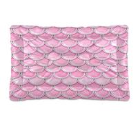 Waassud Dreamy Mermaid Scales Thick Dog Bed Mat Non-Slip Chew-Resistant Pet Bed for Dogs Cats Soft Washable Kennel Crate Pad for Floor Sofa Car 36" x 24"