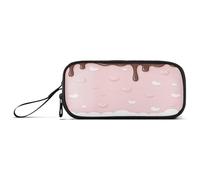 Waassud Dripping Chocolate Pencil Case Large Capacity Pen Holder 3 Compartment Stationery Pen Bag Nylon Zipper Pouch for Office Artist