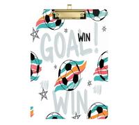 Waassud Dynamic Soccer Ball Clipboard with Storage Acrylic Writing Board Low Profile Clip Decorative Organizer for Nurses Office Home 12" x 9"