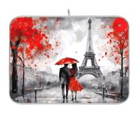 Waassud Eiffel Tower Dish Drying Mat Absorbent Drying Rack Non Slip Dish Mats for Kitchen Counter Dish Drying Pad Kitchen Essentials 18 x 24 Inch
