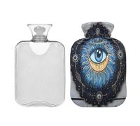 Waassud Evil Eye Hot Water Bottle with Soft Cover Hot Water Bag for Pain Relief 2L Water Heating Pad for Neck Shoulder Medium