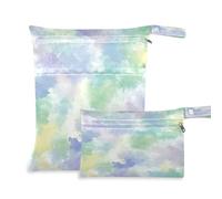 Waassud Fantastical Pattern Wet Dry Bag Reusable Wet Bags Organizer Diaper Bag Organizing Pouches with 2 Zippered Pockets for Swimsuit Gym Clothes