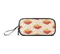 Waassud Flames Hearts Pencil Case Large Capacity Pen Holder 3 Compartment Stationery Pen Bag Nylon Zipper Pouch for Office Artist