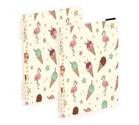 Waassud Flamingo Ice Cream Spiral Notebooks Refillable A5 Ruled 2Pcs