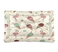 Waassud Flamingo Ice Cream Thick Dog Bed Mat Non-Slip Chew-Resistant Pet Bed for Dogs Cats Soft Washable Kennel Crate Pad for Floor Sofa Car 18" x 24"