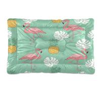 Waassud Flamingo Pineapple Thick Dog Bed Mat Non-Slip Chew-Resistant Pet Bed for Dogs Cats Soft Washable Kennel Crate Pad for Floor Sofa Car 36" x 24"