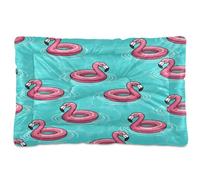 Waassud Flamingo-shaped Float Thick Dog Bed Mat Non-Slip Chew-Resistant Pet Bed for Dogs Cats Soft Washable Kennel Crate Pad for Floor Sofa Car 18" x 24"