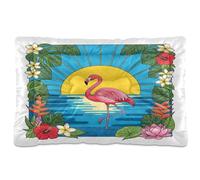 Waassud Flamingo Sunrise Thick Dog Bed Mat Non-Slip Chew-Resistant Pet Bed for Dogs Cats Soft Washable Kennel Crate Pad for Floor Sofa Car 18" x 24"