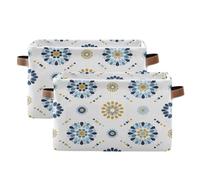 Waassud Floral Mandalas Collapsible Storage Bins Waterproof Canvas Baskets with Handles Large Closet and Home Organizers for Shelves Office Laundry 2 Pack