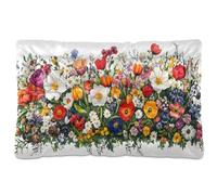 Waassud Flower Field Thick Dog Bed Mat Non-Slip Chew-Resistant Pet Bed for Dogs Cats Soft Washable Kennel Crate Pad for Floor Sofa Car 36" x 24"