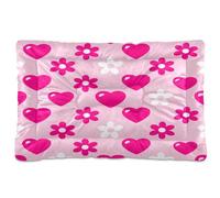 Waassud Flowers and Love Thick Dog Bed Mat Non-Slip Chew-Resistant Pet Bed for Dogs Cats Soft Washable Kennel Crate Pad for Floor Sofa Car 18" x 24"