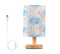 Waassud Flowers Watercolor Table Lamp with Matte Fabric Shade, Dimmable Desk Light for Girls Bedroom, Dorm Room Essentials, Nightstand Decor