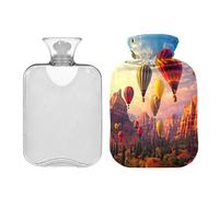 Waassud Flying Hot Air Balloons Hot Water Bottle with Soft Cover Hot Water Bag for Pain Relief 2L Water Heating Pad for Neck Shoulder Medium