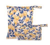 Waassud Fresh Lemons Wet Dry Bag Reusable Wet Bags Organizer Diaper Bag Organizing Pouches with 2 Zippered Pockets for Swimsuit Gym Clothes
