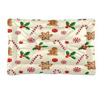 Waassud Gingerbread Man and Candy Thick Dog Bed Mat Non-Slip Chew-Resistant Pet Bed for Dogs Cats Soft Washable Kennel Crate Pad for Floor Sofa Car 18" x 24"