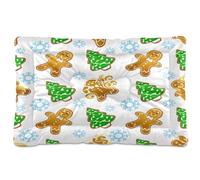 Waassud Gingerbread Man Christmas Tree Thick Dog Bed Mat Non-Slip Chew-Resistant Pet Bed for Dogs Cats Soft Washable Kennel Crate Pad for Floor Sofa Car 36" x 24"