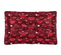 Waassud Glowing Hearts Thick Dog Bed Mat Non-Slip Chew-Resistant Pet Bed for Dogs Cats Soft Washable Kennel Crate Pad for Floor Sofa Car 18" x 24"