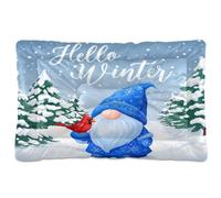 Waassud Gnome and Red Bird Thick Dog Bed Mat Non-Slip Chew-Resistant Pet Bed for Dogs Cats Soft Washable Kennel Crate Pad for Floor Sofa Car 36" x 24"