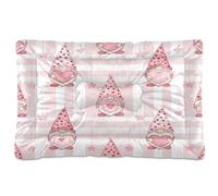 Waassud Gnome Hearts Plaid Thick Dog Bed Mat Non-Slip Chew-Resistant Pet Bed for Dogs Cats Soft Washable Kennel Crate Pad for Floor Sofa Car 36" x 24"