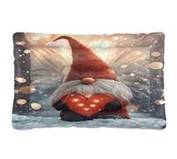 Waassud Gnome with A Heart Thick Dog Bed Mat Non-Slip Chew-Resistant Pet Bed for Dogs Cats Soft Washable Kennel Crate Pad for Floor Sofa Car 18" x 24"