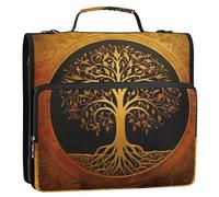 Waassud Golden Circle Tree Zipper Binder 3 Ring with Shoulder Strap and Handle 1.5 Inch D-Ring 500 Sheets Expanding File Folder Organizer