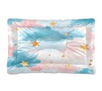 Waassud Golden Stars Print Thick Dog Bed Mat Non-Slip Chew-Resistant Pet Bed for Dogs Cats Soft Washable Kennel Crate Pad for Floor Sofa Car 36" x 24"