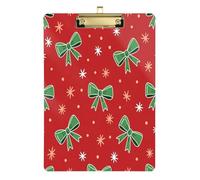 Waassud Green Bows Clipboard with Storage Acrylic Writing Board Low Profile Clip Decorative Organizer for Nurses Office Home 12" x 9"