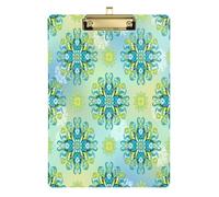 Waassud Green Mandala Clipboard with Storage Acrylic Writing Board Low Profile Clip Decorative Organizer for Nurses Office Home 12" x 9"