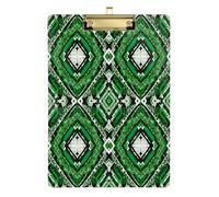 Waassud Green Snakeskin Texture Clipboard with Storage Acrylic Writing Board Low Profile Clip Decorative Organizer for Nurses Office Home 12" x 9"