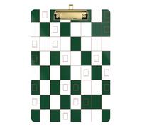 Waassud Green Squares Clipboard with Storage Acrylic Writing Board Low Profile Clip Decorative Organizer for Nurses Office Home 12" x 9"