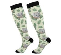 Waassud Grey Koala Compression Socks for Women & Men Circulation 20-30 mmHg Knee High Socks Nurse Travel Stockings 1 Pair