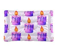 Waassud Halloween Candle Thick Dog Bed Mat Non-Slip Chew-Resistant Pet Bed for Dogs Cats Soft Washable Kennel Crate Pad for Floor Sofa Car 18" x 24"
