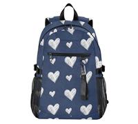 Waassud Hand-drawn Hearts Laptop Backpack for Women Men, 20L Casual Travel Backpack with 14 Inch Notebook Compartment, Lightweight Daypack for College Work Business Outdoor