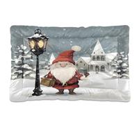 Waassud Happy Christmas Gnome Thick Dog Bed Mat Non-Slip Chew-Resistant Pet Bed for Dogs Cats Soft Washable Kennel Crate Pad for Floor Sofa Car 18" x 24"